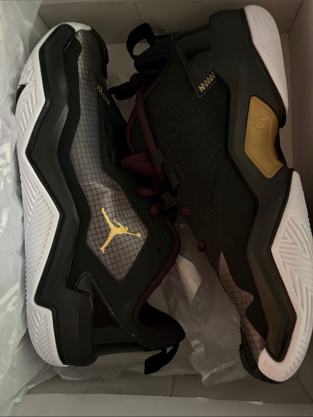 Jordan Men’s Black/Gold/Burgundy Basketball Shoes